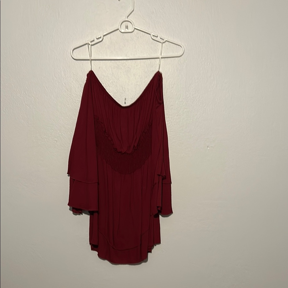 Elegant Burgundy Off-Shoulder Dress